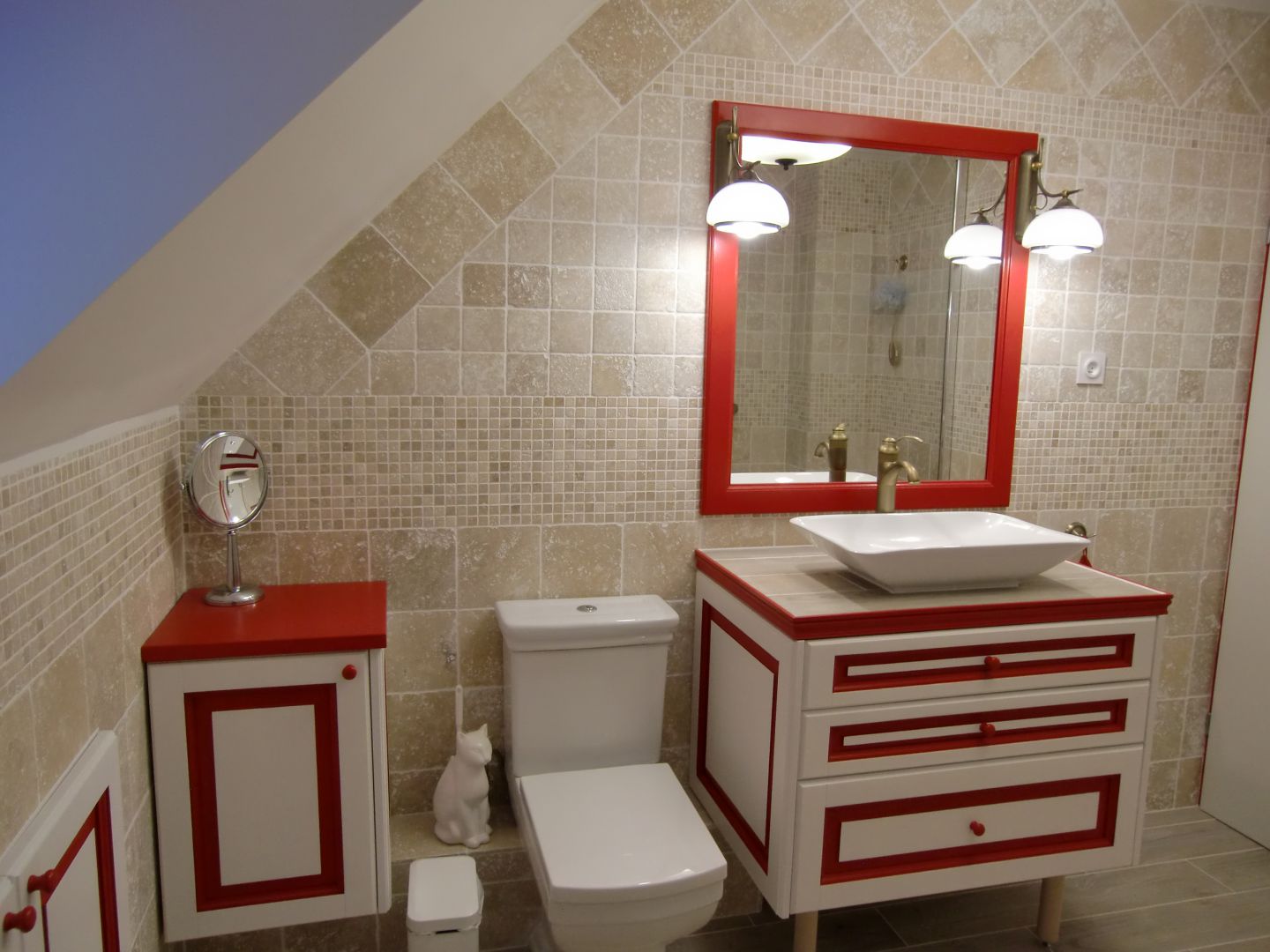 Réalisation: travaux de rénovation de salle de bain. Salle de bain provencale - Essonne 91